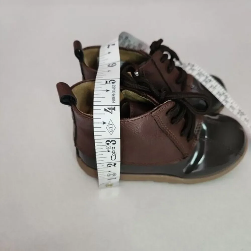 Stepping Stones Toddler Brown Duck Boots Size 8 Lace Up Side Zip Water Resistant